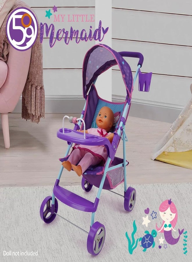 509 Crew : Mermaid Doll Stroller - Kids Pretend Play, Canopy & Cup Holder, Easy Fold Storage & Travel, Fits Dolls Up to 21', Ages 3+ (T715028) - Image 5